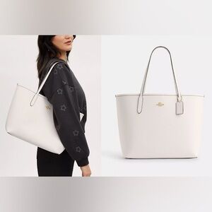 Coach City Tote Bag in Chalk White/Gold